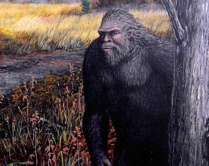 Bigfoot Painting - "Mushroom Hunter" (Poster)
